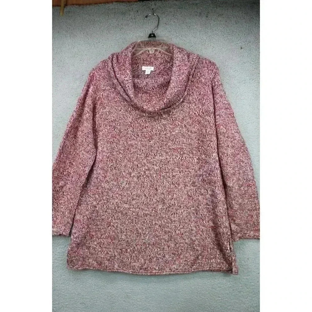Pure Jill Women's Tunic Chunky Cowl Neck Marled Sweater-Medium-Wool Blend